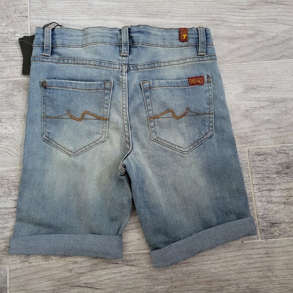 7 For All Mankind Denim Shorts Girl's 10  Youth Jean Bermuda Rolled Cuffs NWT - Picture 3 of 4